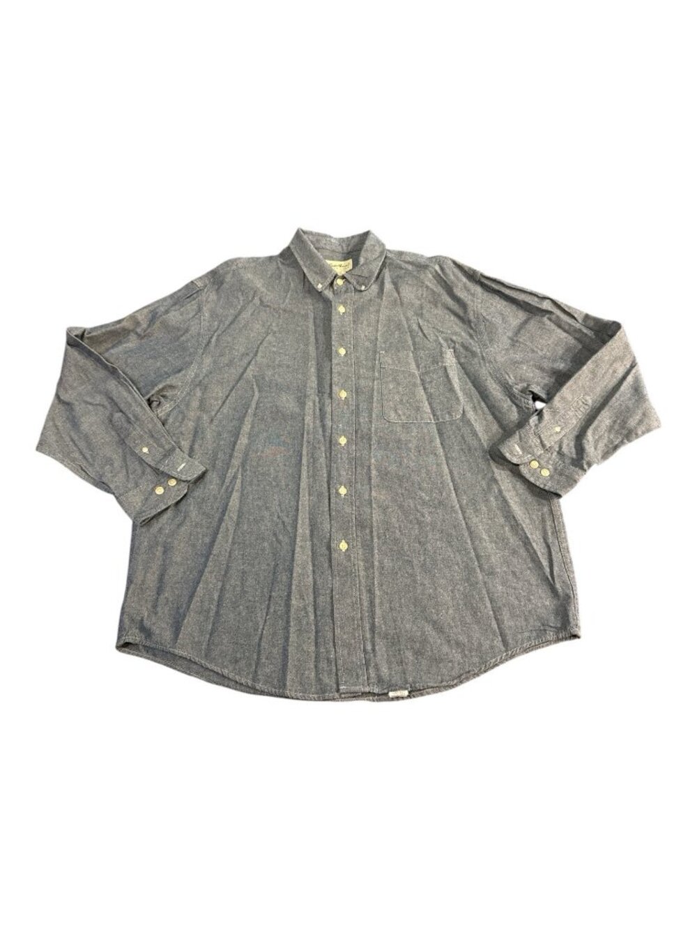 Vintage Eddie Bauer Mens Button Down Shirt XL Blue Denim Looking Cotton Preppy